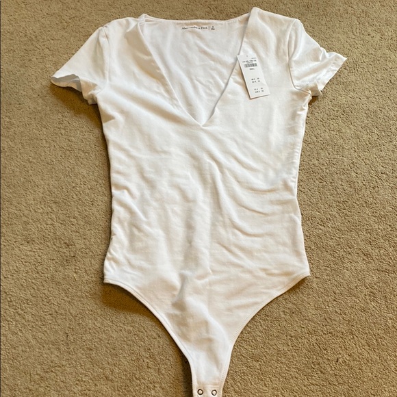 Abercrombie White V-Neck Bodysuit - Picture 1 of 4